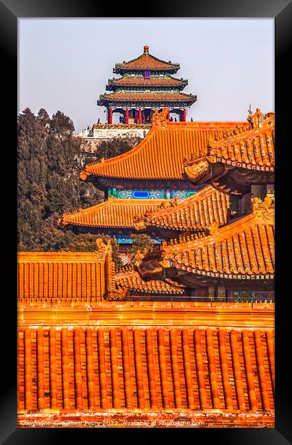 Jinshan Park from Forbidden City Beijing China Framed Print by William Perry