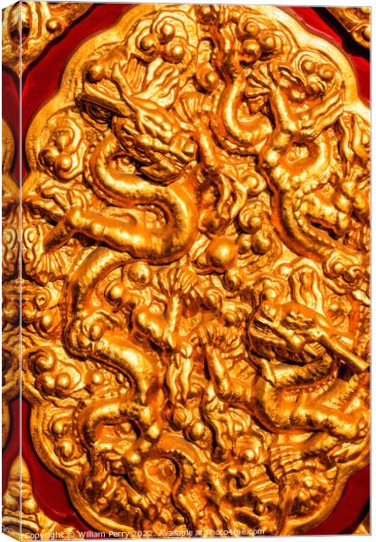 Golden Dragons Decoration Forbidden City Palace Be Canvas Print by William Perry
