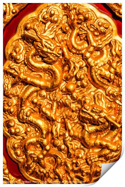 Golden Dragons Decoration Forbidden City Palace Be Print by William Perry