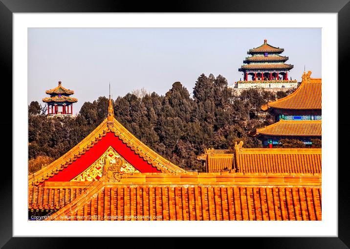 Jinshan Park from Forbidden City Beijing China Framed Mounted Print by William Perry