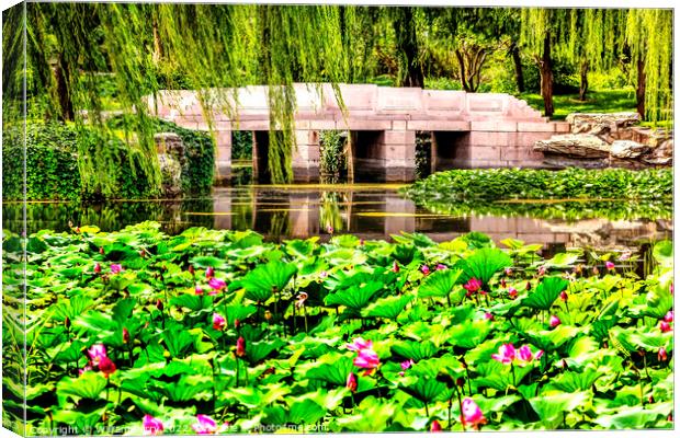 Lotus Garden Bridge Summer Palace Beijing, China Canvas Print by William Perry
