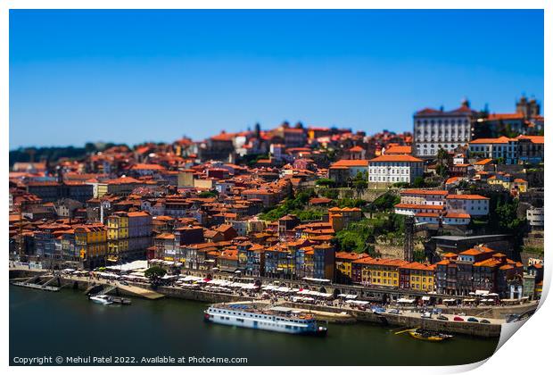 View of the historic old town of Porto from the Dom Luis I bridge Print by Mehul Patel