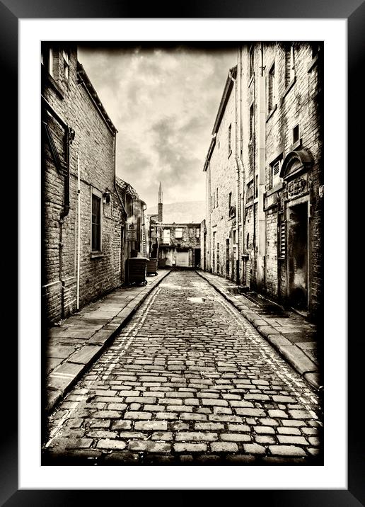 Cobbled Back Street - Sepia Framed Mounted Print by Glen Allen