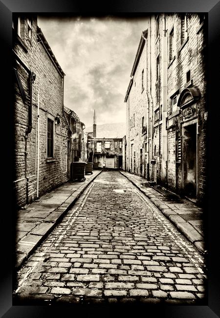 Cobbled Back Street - Sepia Framed Print by Glen Allen