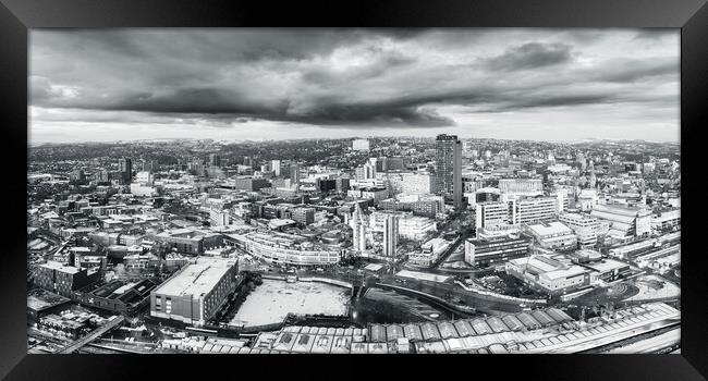 Sheffield Skyline Black and White Framed Print by Apollo Aerial Photography