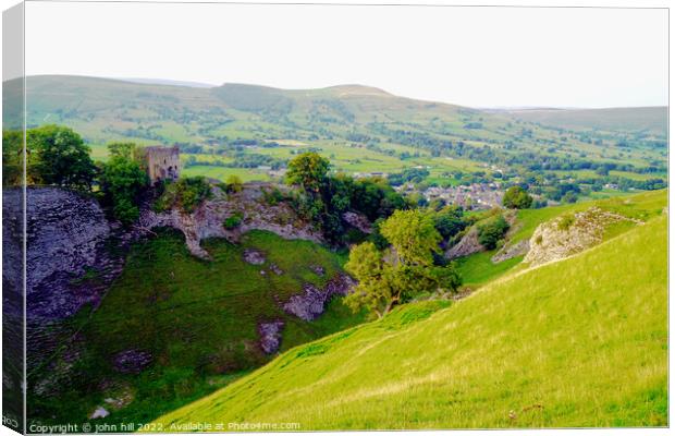 Peveril castle and the  Great ridge Derbyshire Canvas Print by john hill