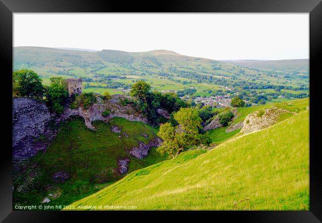 Peveril castle and the  Great ridge Derbyshire Framed Print by john hill