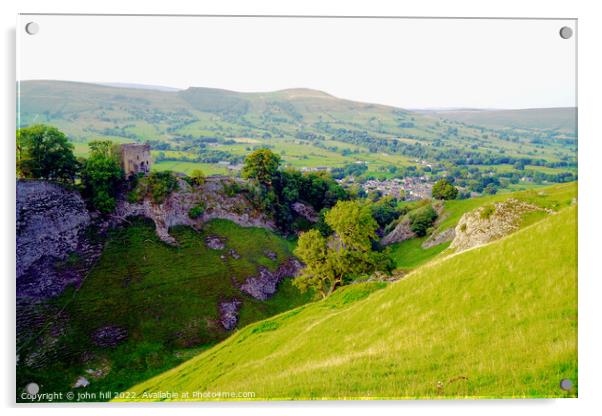Peveril castle and the  Great ridge Derbyshire Acrylic by john hill