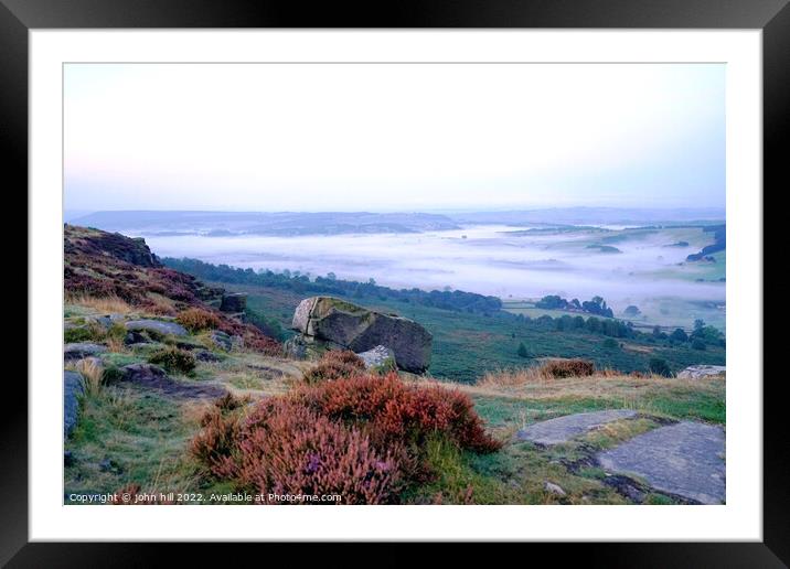 Morning mist Curbar edge, Derbyshire. Framed Mounted Print by john hill