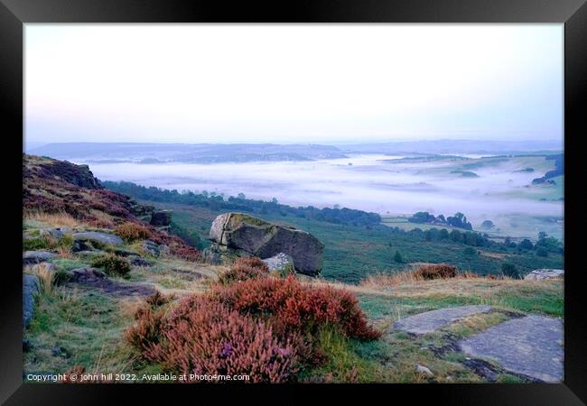 Morning mist Curbar edge, Derbyshire. Framed Print by john hill
