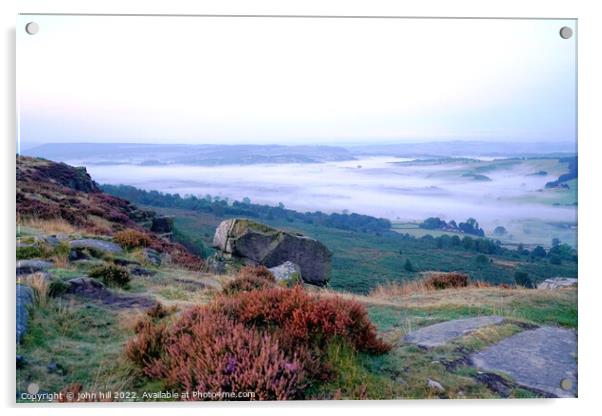 Morning mist Curbar edge, Derbyshire. Acrylic by john hill