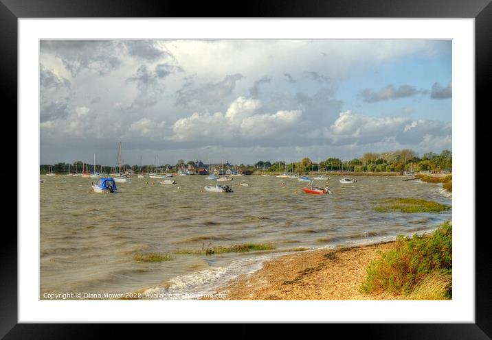 Stormy seas Mill beach Essex  Framed Mounted Print by Diana Mower