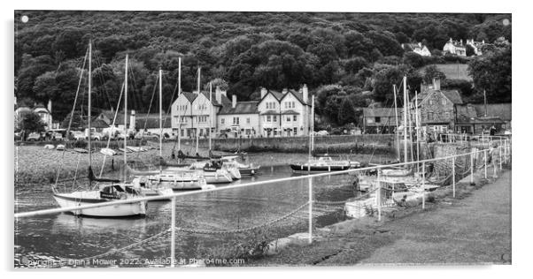 Porlock Weir Harbour Monochrome Acrylic by Diana Mower