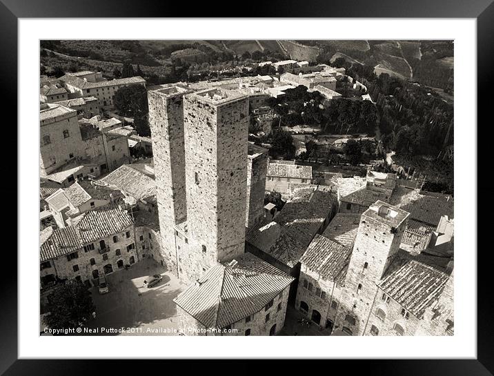 The Towers of San Gimignano Framed Mounted Print by Neal P
