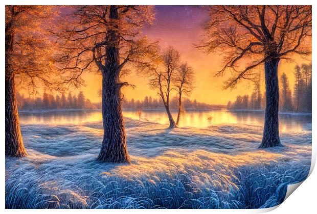 Ethereal Winter Wonderland Print by Roger Mechan