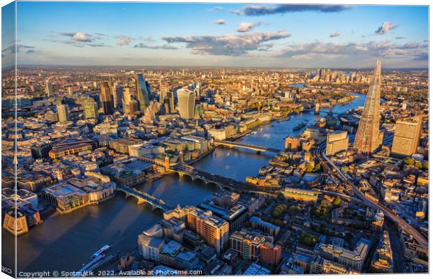 Aerial view London Capital and river Thames England  Canvas Print by Spotmatik 