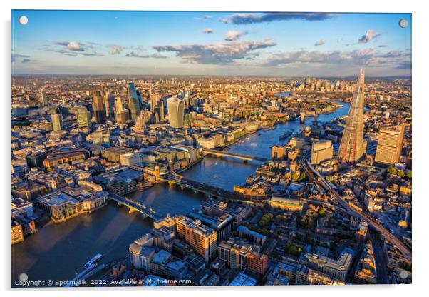 Aerial view London Capital and river Thames England  Acrylic by Spotmatik 
