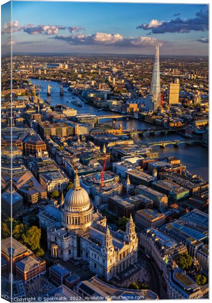Aerial London famous buildings new and historic UK Canvas Print by Spotmatik 