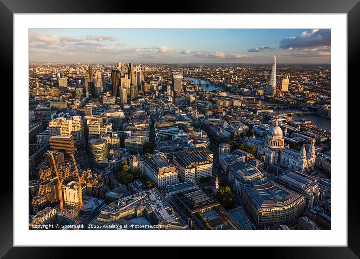 Aerial London Central business district travel tourism UK Framed Mounted Print by Spotmatik 