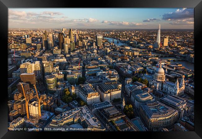 Aerial London Central business district travel tourism UK Framed Print by Spotmatik 