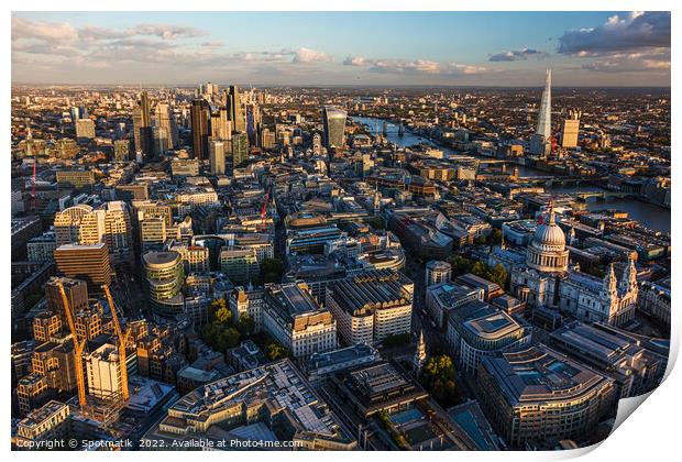 Aerial London Central business district travel tourism UK Print by Spotmatik 