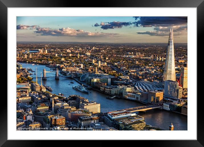 Aerial London Central business district travel tourism UK Framed Mounted Print by Spotmatik 