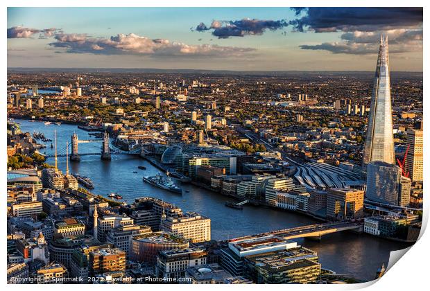 Aerial London Central business district travel tourism UK Print by Spotmatik 