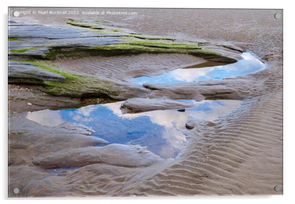 Sandy Low Tide Pools in Dee Estuary Wirral Peninsu Acrylic by Pearl Bucknall