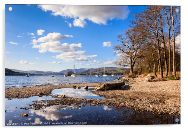 Lake Windermere Shore in Lake District  Acrylic by Pearl Bucknall
