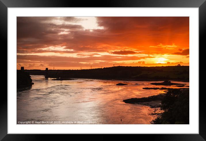 Menai Strait Sunset on Anglesey Coast Framed Mounted Print by Pearl Bucknall
