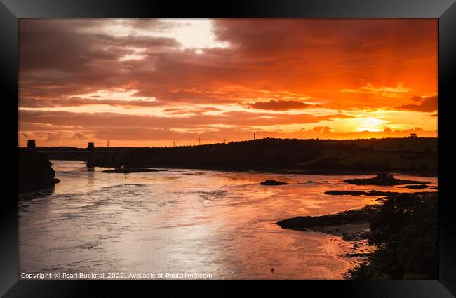 Menai Strait Sunset on Anglesey Coast Framed Print by Pearl Bucknall