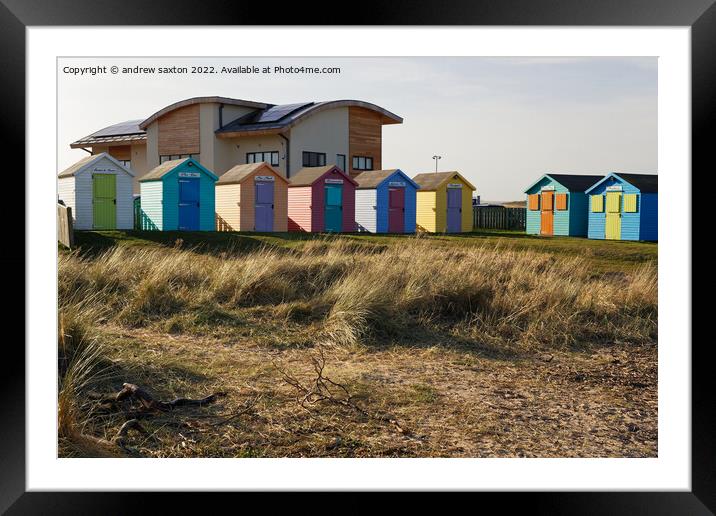 Amble huts  Framed Mounted Print by andrew saxton