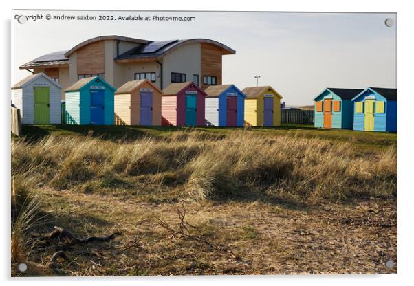 Amble huts  Acrylic by andrew saxton