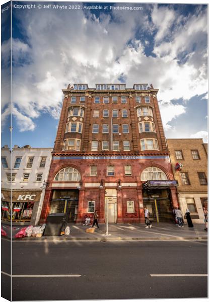 Exterior of Goodge Street underground station Canvas Print by Jeff Whyte