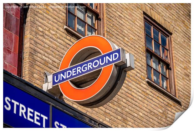 Underground Station Sign, London Print by Jeff Whyte