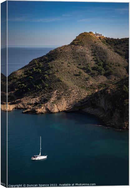 Yacht at anchor Canvas Print by Duncan Spence
