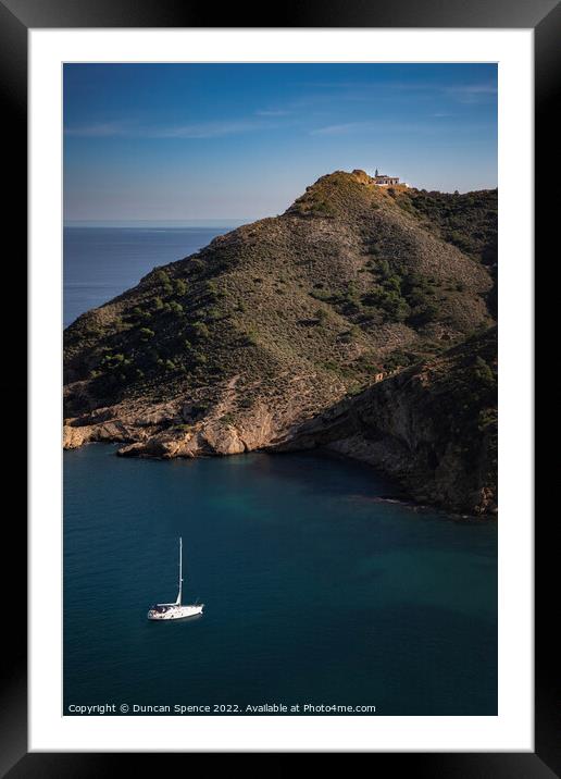 Yacht at anchor Framed Mounted Print by Duncan Spence