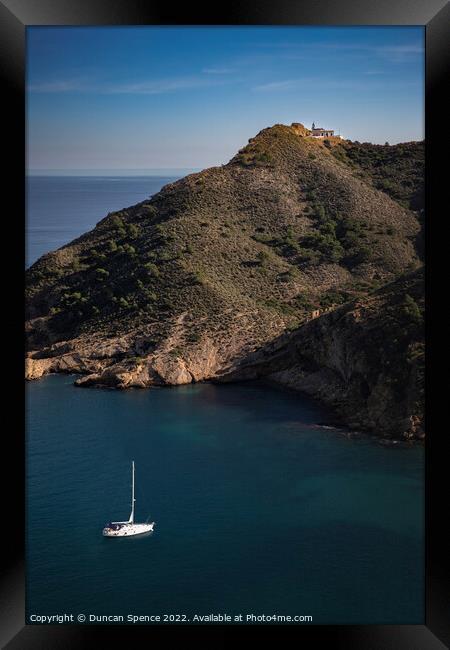 Yacht at anchor Framed Print by Duncan Spence