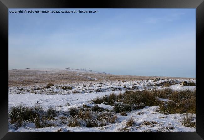 Winter snow on Dartmoor Framed Print by Pete Hemington