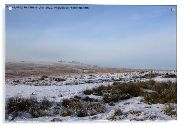 Winter snow on Dartmoor Acrylic by Pete Hemington