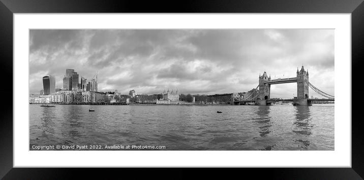 London Monochrome Pano  Framed Mounted Print by David Pyatt