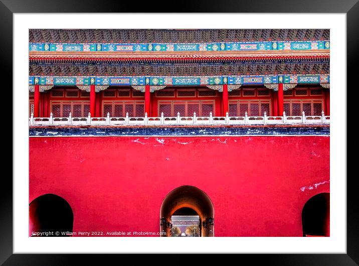 Middle Red Gate Forbidden City Palace Beijing China Framed Mounted Print by William Perry