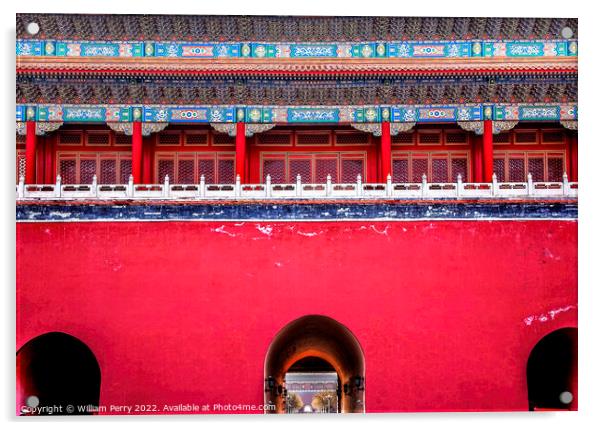 Middle Red Gate Forbidden City Palace Beijing China Acrylic by William Perry