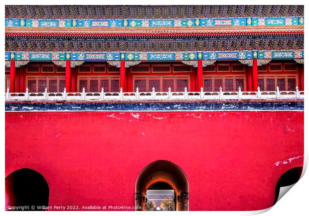 Middle Red Gate Forbidden City Palace Beijing China Print by William Perry