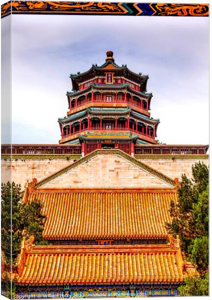 Longevity Hill Buddha Tower Summer Palace Beijing China Canvas Print by William Perry