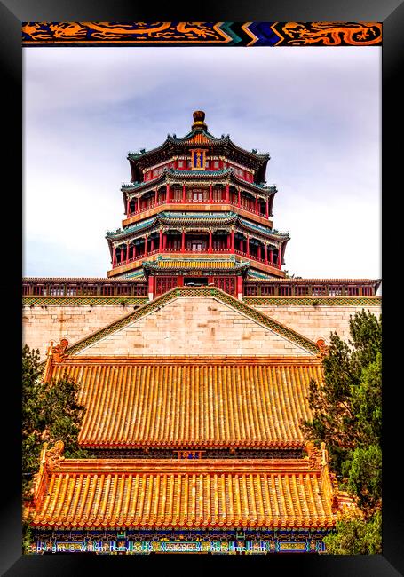 Longevity Hill Buddha Tower Summer Palace Beijing China Framed Print by William Perry