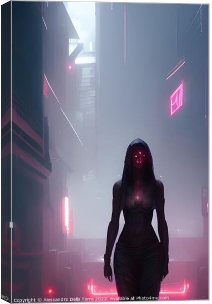 cyberpunk woman Canvas Print by Alessandro Della Torre