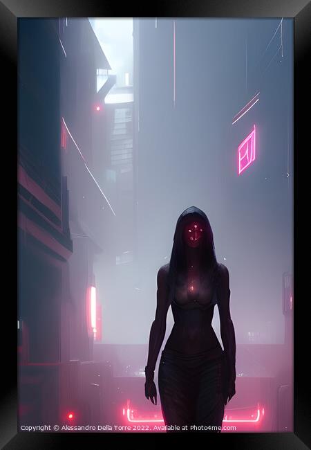 cyberpunk woman Framed Print by Alessandro Della Torre