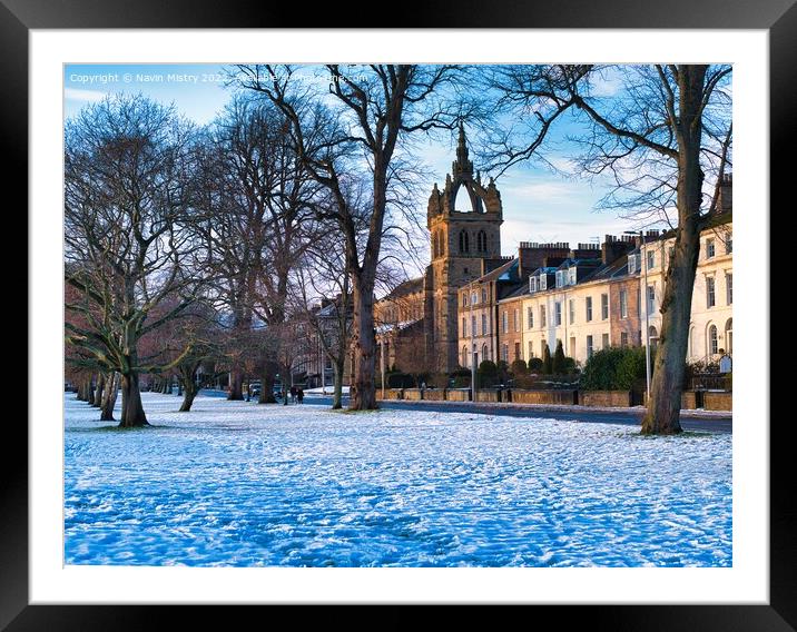 Winter and The South Inch, Perth, Scotland Framed Mounted Print by Navin Mistry