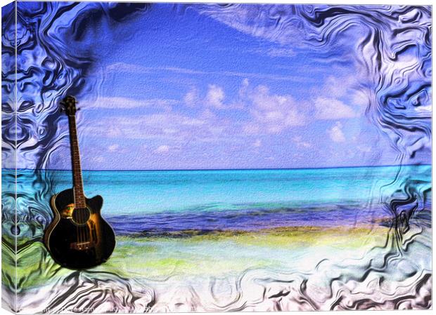 Guitar on the Beach Canvas Print by Dave Harnetty